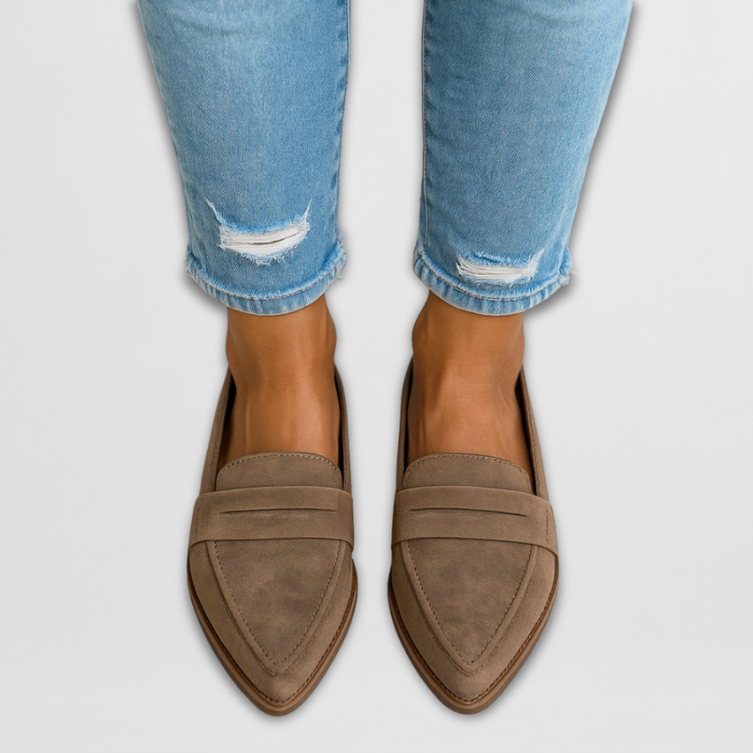 Iris™ | Mocassins en suédine taupe à bout pointu