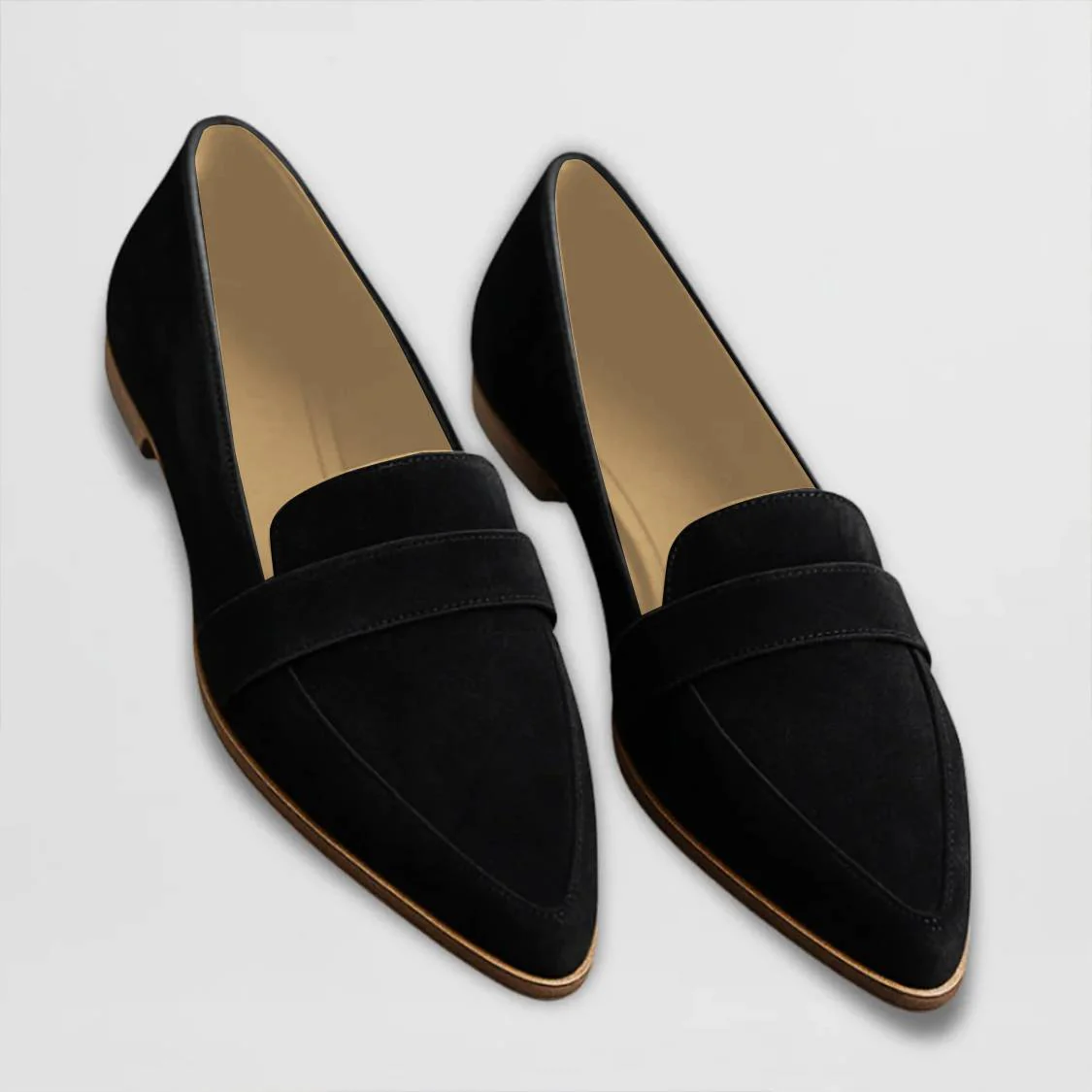 Iris™ | Mocassins en suédine taupe à bout pointu