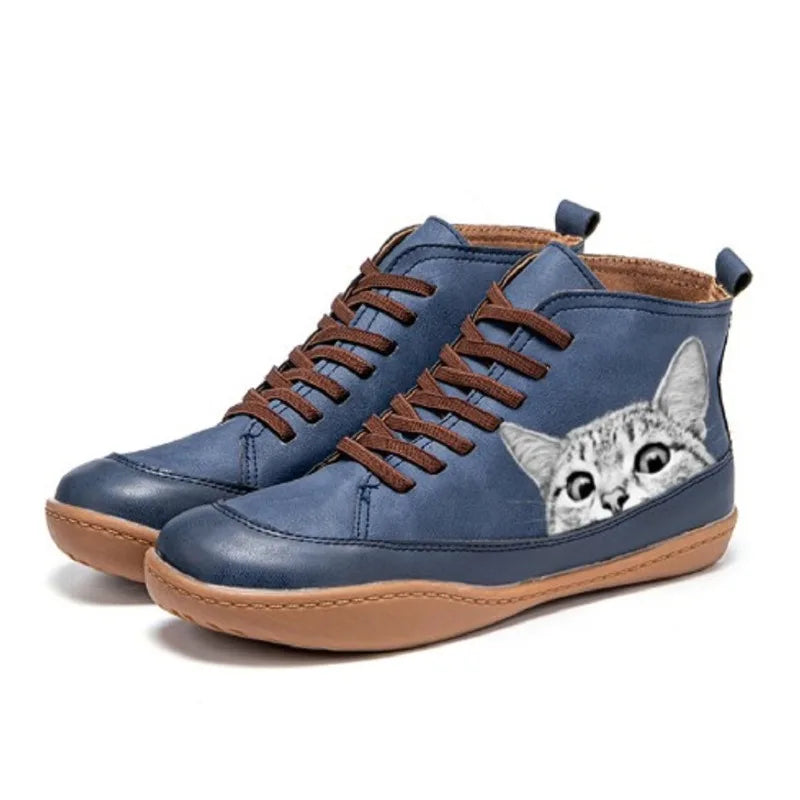 Mina™ | Bottes cocon motif chat — chaudes, ludiques, ultra-confort
