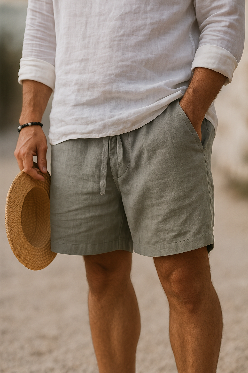 Noah™ | Short élégant en lin à taille élastique