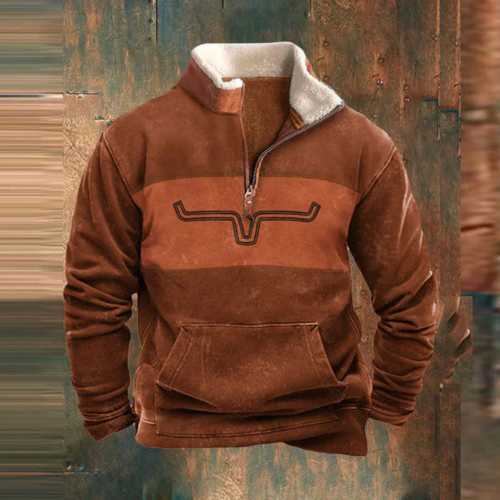 Gisbert™ | Sweat Demi-Zip Doublé Chaud à Manches Motif