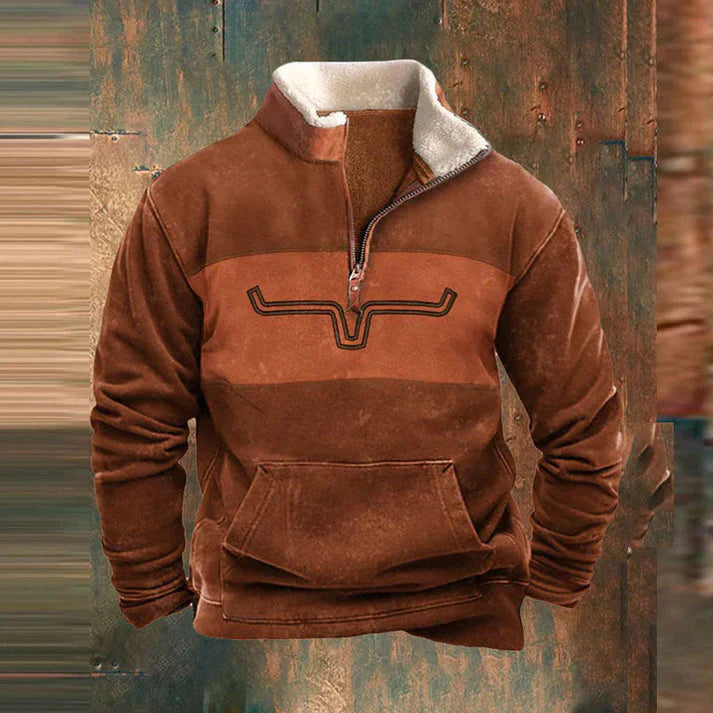 Gisbert™ | Sweat Demi-Zip Doublé Chaud à Manches Motif