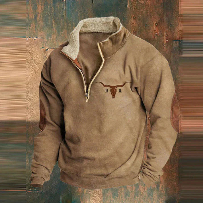 Gisbert™ | Sweat Demi-Zip Doublé Chaud à Manches Motif