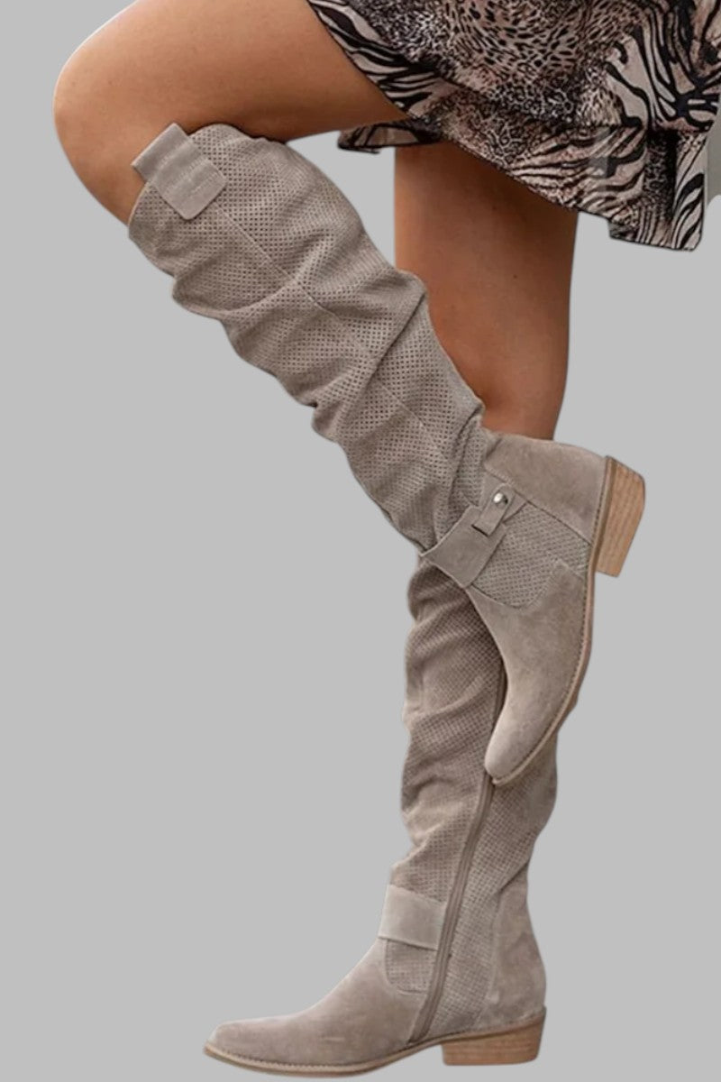 Romani Luxe™ | Bottes hautes boho en suédé — esprit vintage, confort moderne