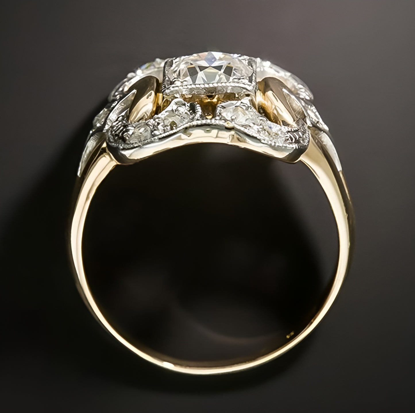 Aurélie™ | Bague Art Déco bicolore — éclat sculpté, charme intemporel