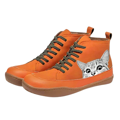 Mina™ | Bottes cocon motif chat — chaudes, ludiques, ultra-confort