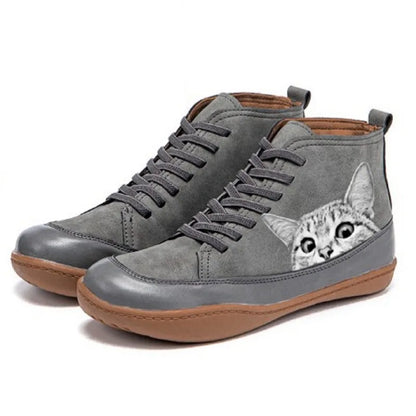Mina™ | Bottes cocon motif chat — chaudes, ludiques, ultra-confort