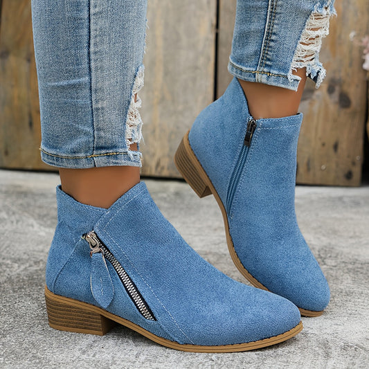 Céleste™ | Bottines Zippées Effet Denim