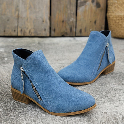 Céleste™ | Bottines Zippées Effet Denim