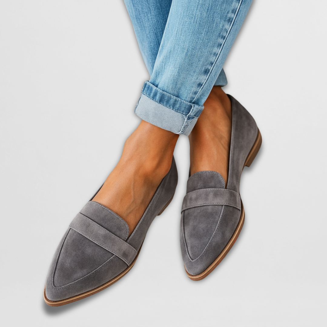 Iris™ | Mocassins en suédine taupe à bout pointu