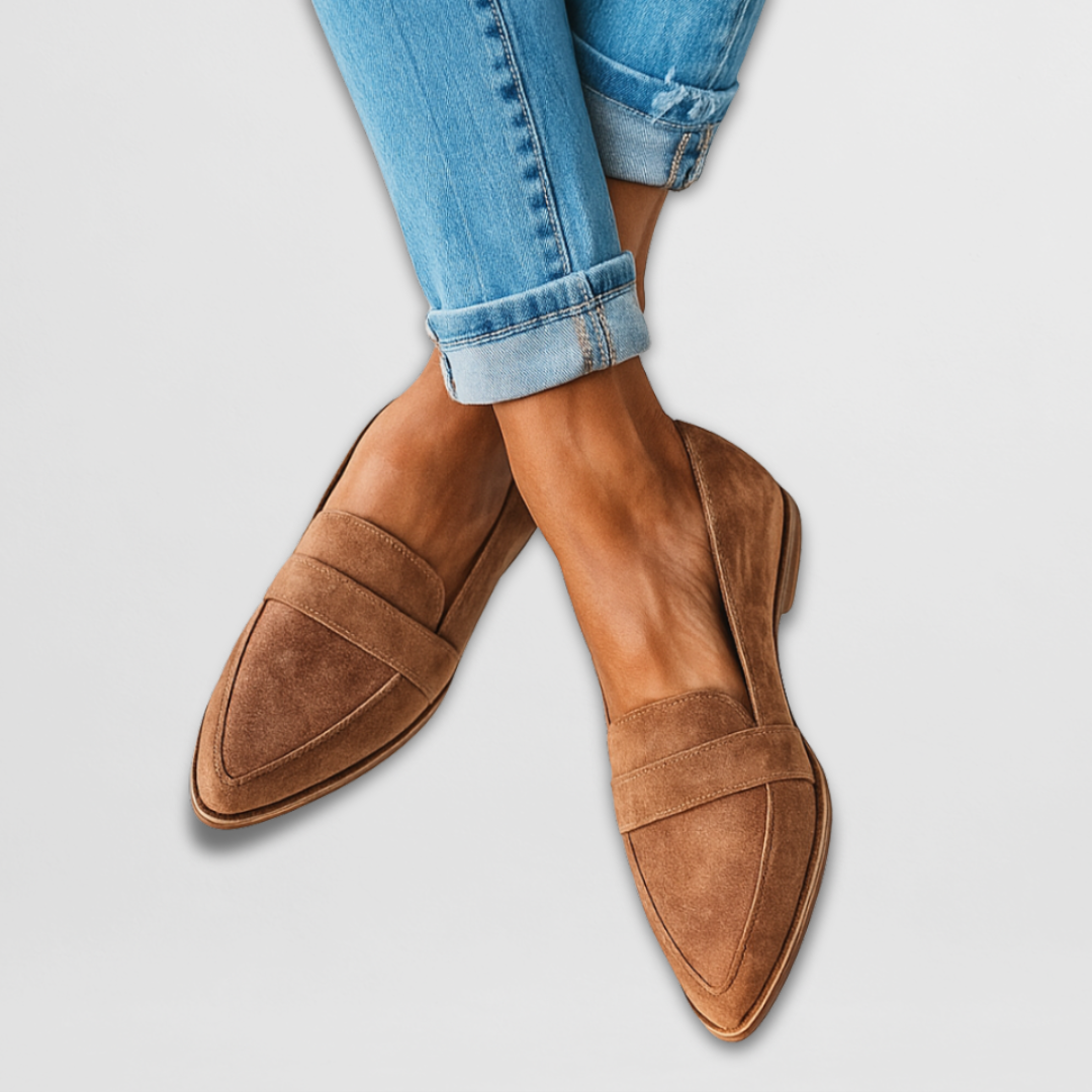 Iris™ | Mocassins en suédine taupe à bout pointu