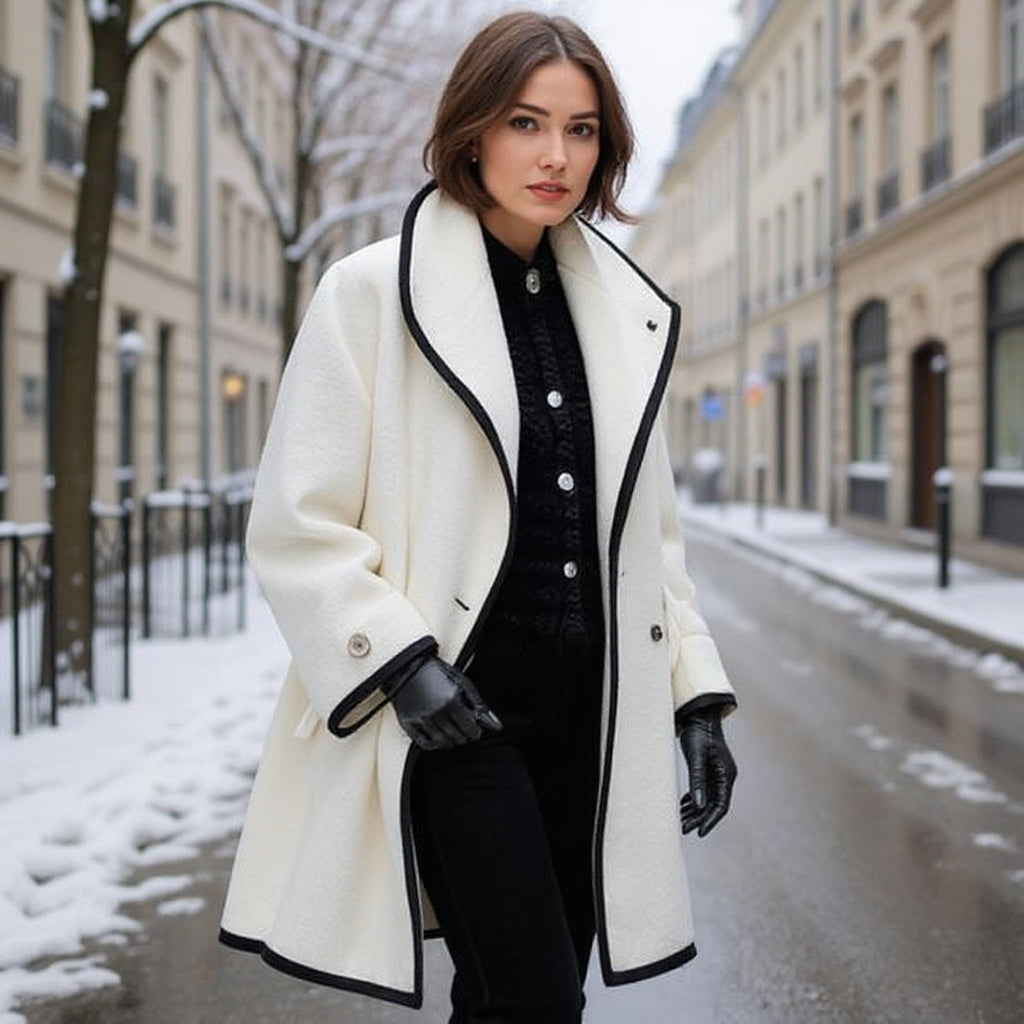Élise™ | Manteau d’hiver premium à liserés - élégance raffinée
