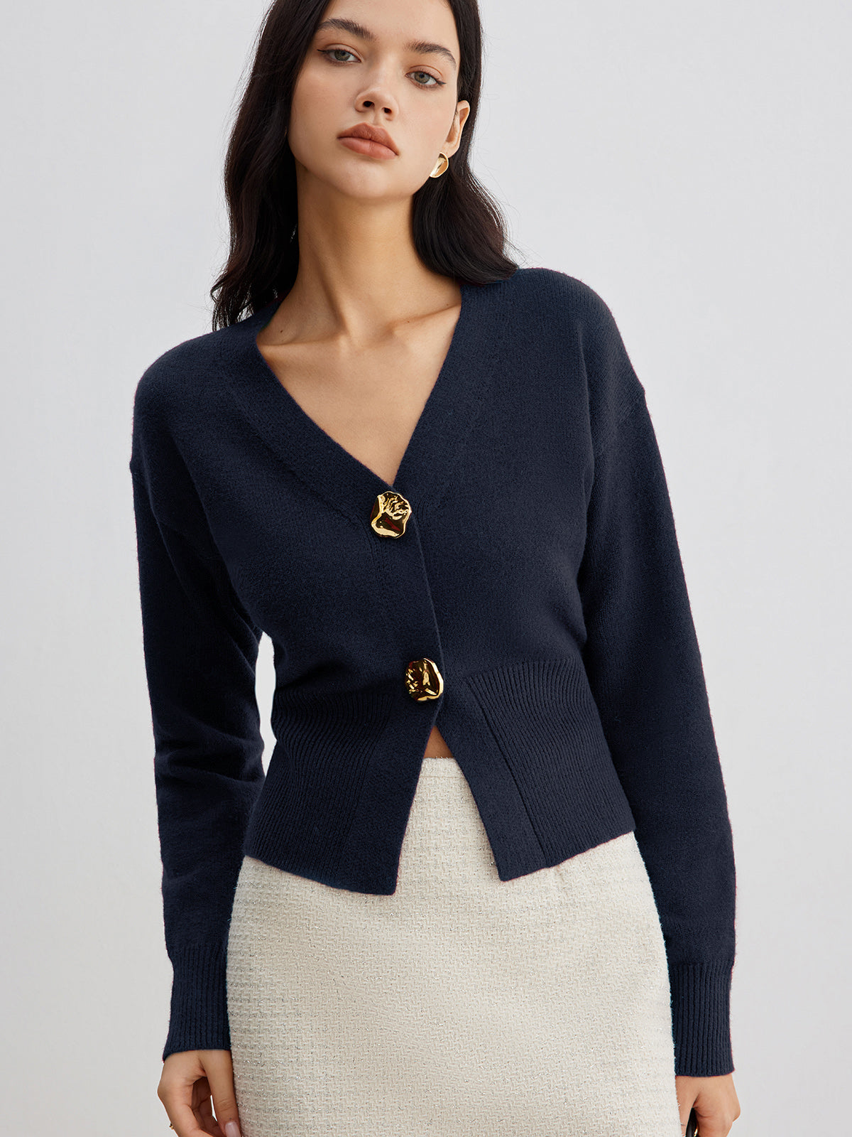 Lieze™| Cardigan métallique chic