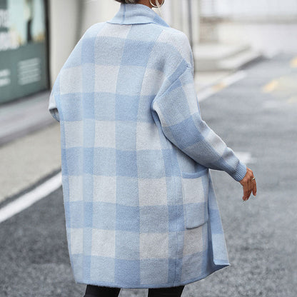 Caroline™ | Cardigan Tricoté Décontracté À Carreaux