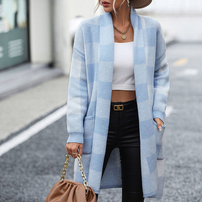 Caroline™ | Cardigan Tricoté Décontracté À Carreaux