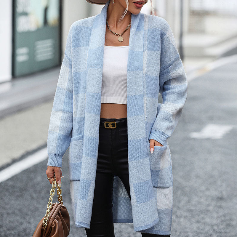 Caroline™ | Cardigan Tricoté Décontracté À Carreaux