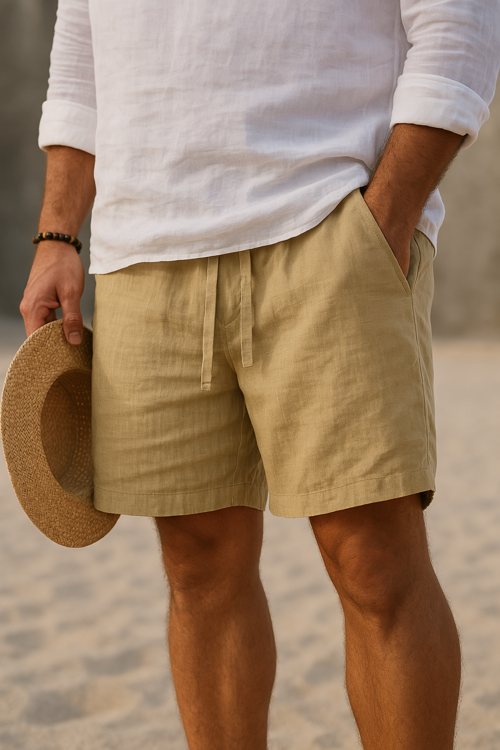 Noah™ | Short élégant en lin à taille élastique