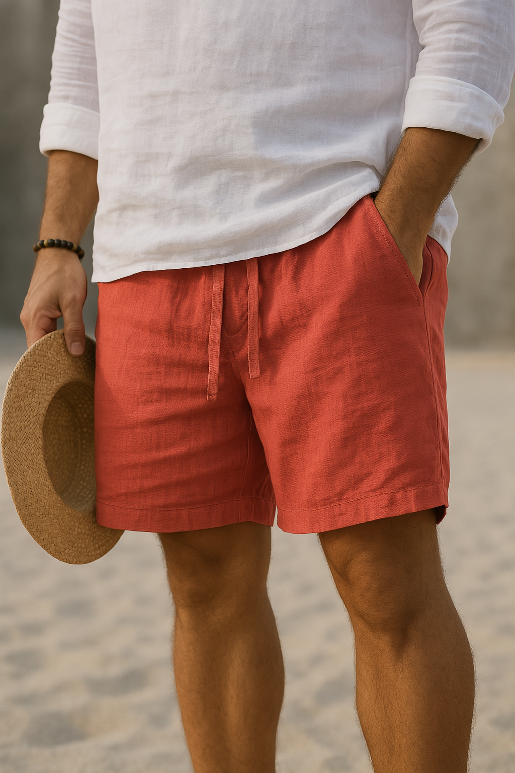 Noah™ | Short élégant en lin à taille élastique