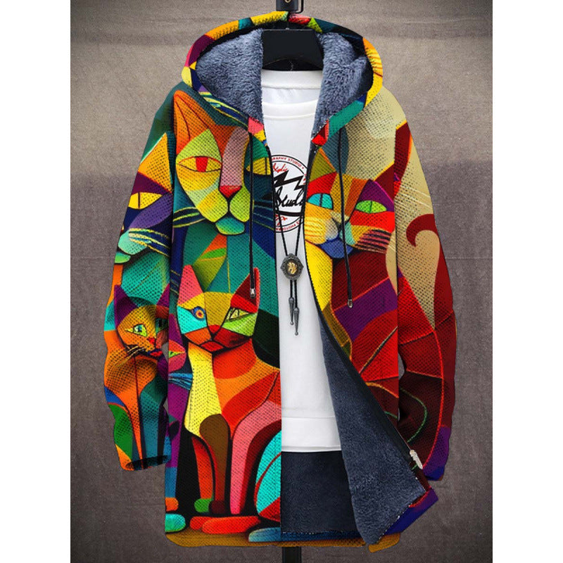 Elandra™ | Veste à capuche artistique — polaire douce, chaleur enveloppante, couleurs vibrantes