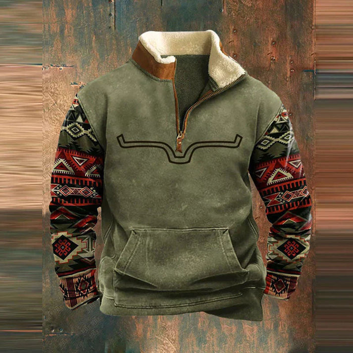 Gisbert™ | Sweat Demi-Zip Doublé Chaud à Manches Motif