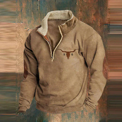 Gisbert™ | Sweat Demi-Zip Doublé Chaud à Manches Motif