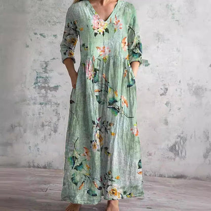 Fiona™ | Abito in Lino e Cotone a Fiori