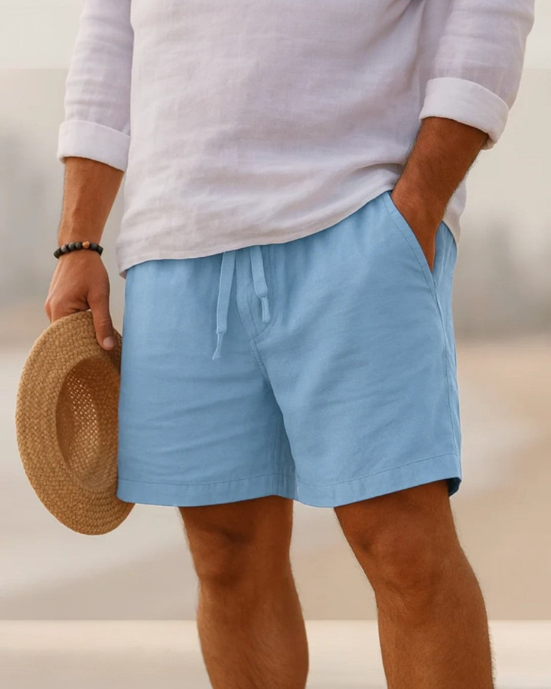 Noah™ | Short élégant en lin à taille élastique