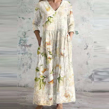 Fiona™ | Abito in Lino e Cotone a Fiori