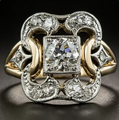 Aurélie™ | Bague Art Déco bicolore — éclat sculpté, charme intemporel