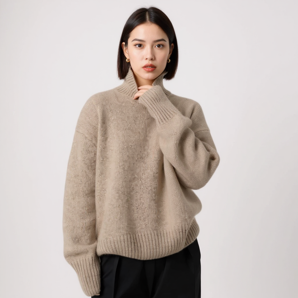Monika™ | Pull Col Roulé en Cachemire — La fin des mailles qui grattent.