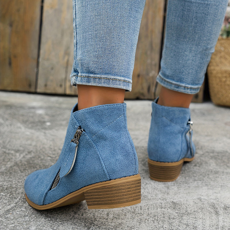 Céleste™ | Bottines Zippées Effet Denim
