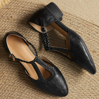 Chiara™ | Mary Jane tressée en cuir — maintien doux, pas léger, élégance rétro