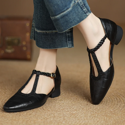 Chiara™ | Mary Jane tressée en cuir — maintien doux, pas léger, élégance rétro