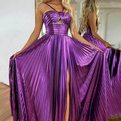Gloice™| Robe de soirée métallisée fluide