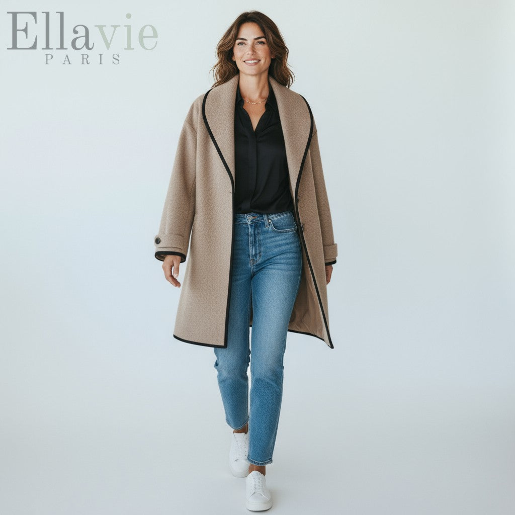 Élise™ | Manteau d’hiver premium à liserés - élégance raffinée